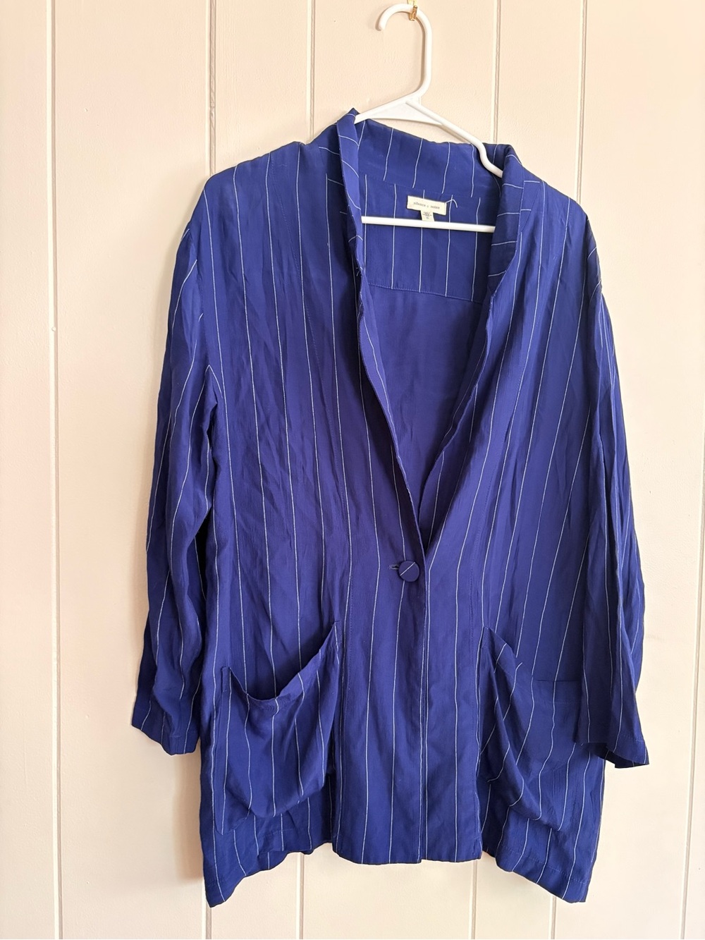 silence + noise Blue Pinstripe Blouse